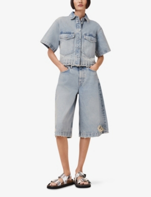 ALLSAINTS: Tove Embellished Oversized Denim Shirt
