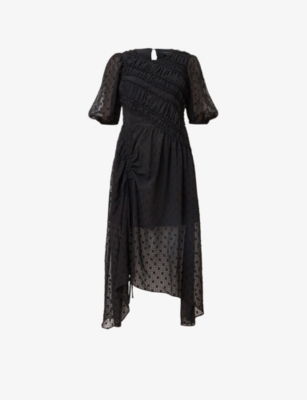 Allsaints Womens Black Serene Woven Midi Dress