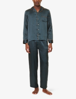 DEREK ROSE: Dr Brindisi striped silk pyjama set