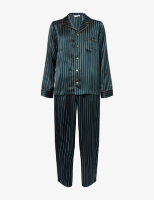 DEREK ROSE: Dr Brindisi striped silk pyjama set