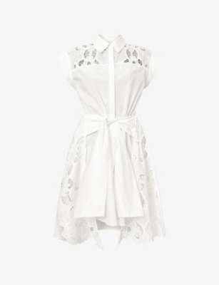 Allsaints Womens Zola Broderie Sleeveless Cotton Mini Dress Snow White In Snow White
