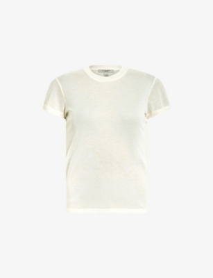 Allsaints Womens Gardenia Cream June Round-neck Short-sleeve Woven T-shirt Xs