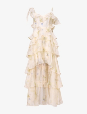 Allsaints Womens Laci Ecru Whit Sienna Ruffled Woven Maxi Dress