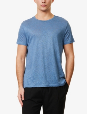 Derek Rose Mens Blue Jordan 1 Crewneck Short-sleeve Linen T-shirt Xxl In Blue