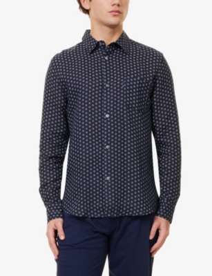 Milan 12 graphic-pattern linen shirt