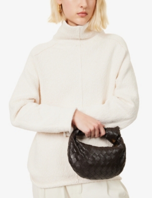 BOTTEGA VENETA WOMENS FONDANT-GOLD JODIE MINI INTRECCIATO LEATHER TOP-HANDLE BAG 