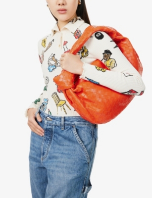 Bottega Veneta Womens  Jodie Small Leather Top-handle Bag In Orange-gold