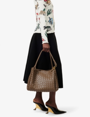 Bottega Veneta Double Handle Shoulder Bag In Pinecone-m Brass