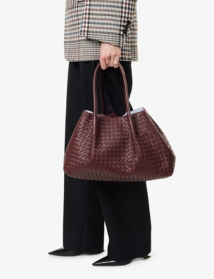 Bottega Veneta Womens  Pinacoteca Leather Tote Bag In Madder Bro/lunar-m B
