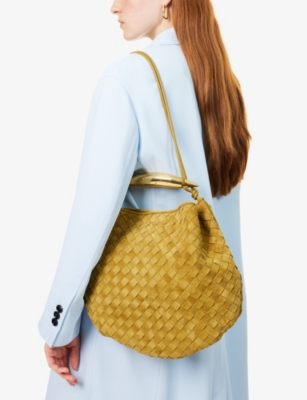 Sardine Intrecciato-Weave Suede Top-Handle Bag