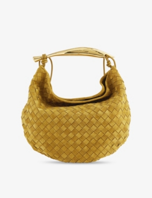 Sardine Intrecciato-Weave Suede Top-Handle Bag