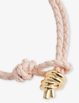 Bottega Veneta Womens Chain-knot 18ct Yellow Gold-plated Sterling-silver Braided Leather Bracelet Cameo In Cameo