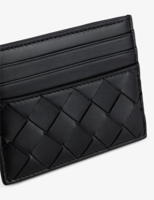 Bottega Veneta Womens Intrecciato Leather Card Holder Black-gold In Black-gold