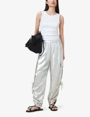 ALLSAINTS: Kaye Metallic Leather Trousers