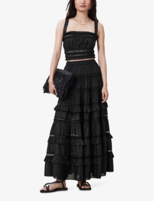 ALLSAINTS: Talia Tiered-Hem Modal Maxi Skirt