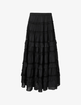 ALLSAINTS: Talia Tiered-Hem Modal Maxi Skirt