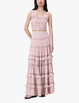 ALLSAINTS: Talia Tiered-Hem Modal Maxi Skirt