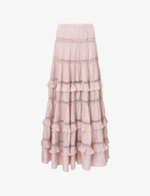 ALLSAINTS: Talia Tiered-Hem Modal Maxi Skirt