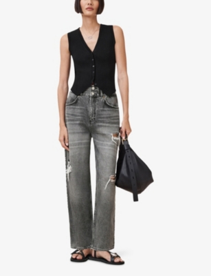 ALLSAINTS: Daisy Tapered-Leg High-Rise Denim Jeans