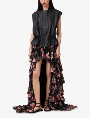 ALLSAINTS: Cavarly Floral-Print Ruffled Woven Maxi Skirt