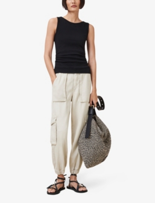 Allsaints Womens Freda Cargo-pocket Lyocell-blend Trousers Ecru White In Ecru White