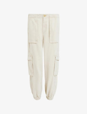 Allsaints Womens Freda Cargo-pocket Lyocell-blend Trousers Ecru White In Ecru White