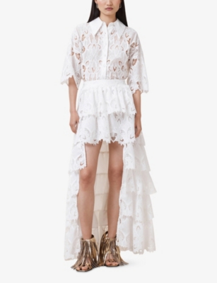 ALLSAINTS: Cavarly Ruffle-Hem Lace Maxi Skirt