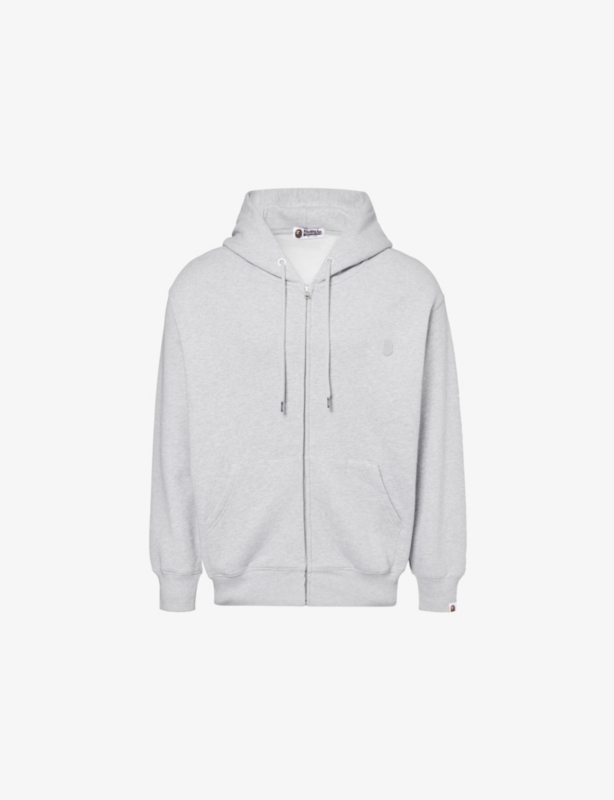 Brand-plaque regular-fit cotton-blend hoody