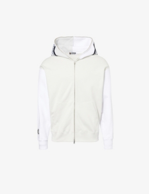 A BATHING APE: Shark Ma-1 flocked-patch faille jacket