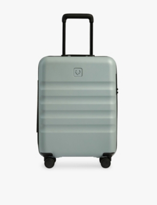 ANTLER MIST BLUE ICON STRIPE SHELL FOUR-WHEELED CABIN SUITCASE 55CM 