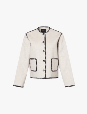Rails Melanie Embroidered Detail Wool Blend Jacket In Oatmeal