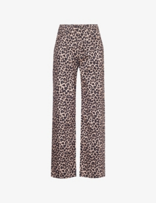 REFORMATION: Cary leopard-print  straight-leg high-rise organic-denim jeans