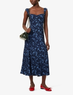 REFORMATION WOMENS REFORMATION BRYSON FLOWER-PRINT WOVEN-BLEND MAXI DRESS 