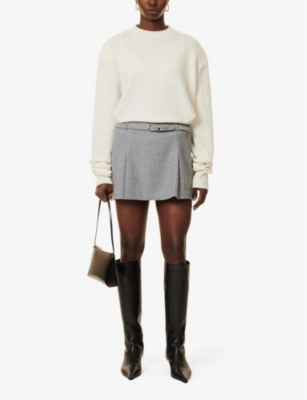 REFORMATION: Rory belted woven mini skirt