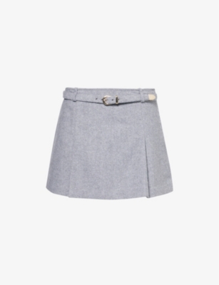 REFORMATION: Rory belted woven mini skirt