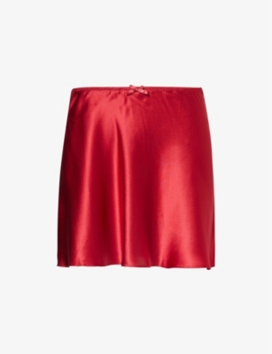 REFORMATION: Edda picot-trim silk mini skirt