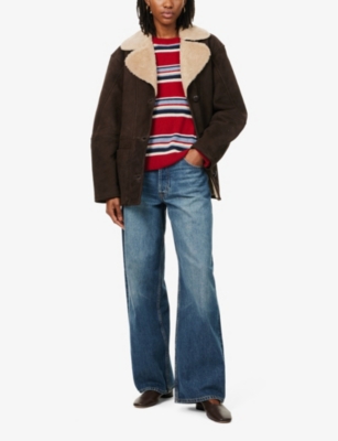 REFORMATION: Luca shearling-trimmed suede jacket