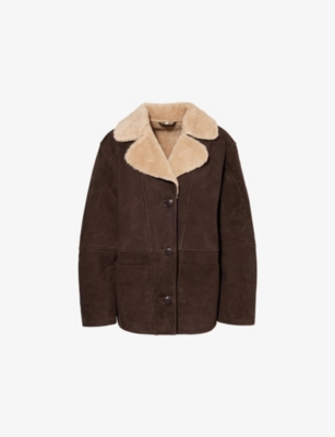 REFORMATION: Luca shearling-trimmed suede jacket