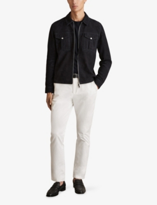 REISS: Belle Zip-Through Suede Shirt Jacket