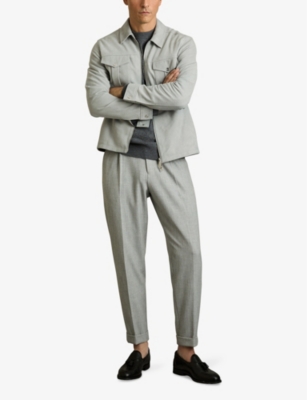 REISS: Belle Zip-Through Suede Shirt Jacket