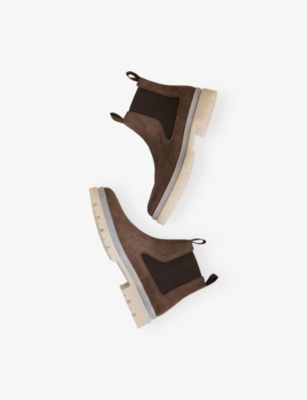REISS: Garry Contrast-Sole Nubuck Leather Chelsea Boots