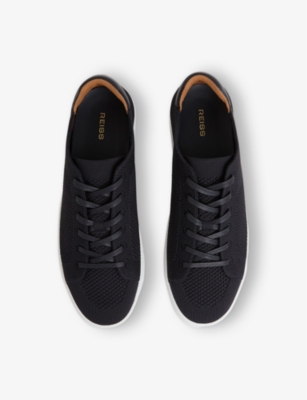 Reiss Mens  Finley Knit Low-top Trainers In Navy