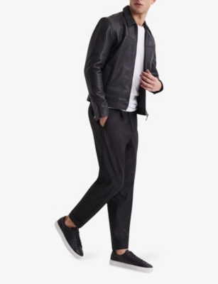 REISS: Finley Leather Low-Top Trainers