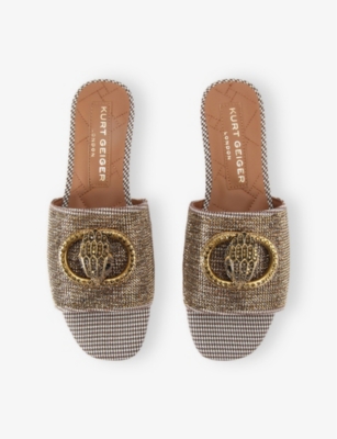 Kurt Geiger Womens Chelsea Rhinestone-embellished Woven Sandals Beig In Beige