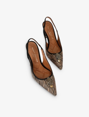 KURT GEIGER LONDON: Belgravia Eagle-Embellished Slingback Faux-Leather Heeled Courts