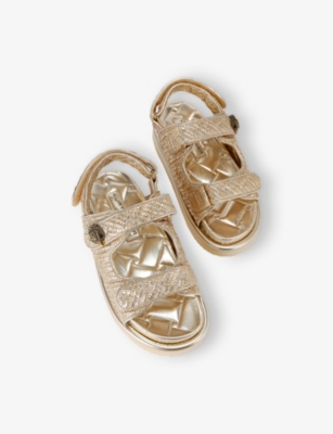 KURT GEIGER LONDON: Orson Eagle-Embellished Raffia Sandals