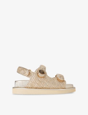 KURT GEIGER LONDON: Orson Eagle-Embellished Raffia Sandals