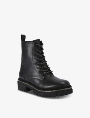 Carvela Womens Black Dazzle Rhinestone-trim Leather Ankle Boots In Black