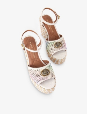 KURT GEIGER LONDON: Chelsea Eagle-Embellished Suede Wedges