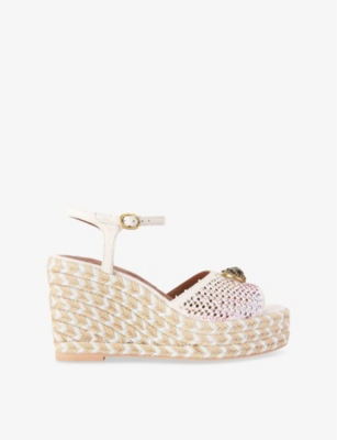 KURT GEIGER LONDON: Chelsea Eagle-Embellished Suede Wedges